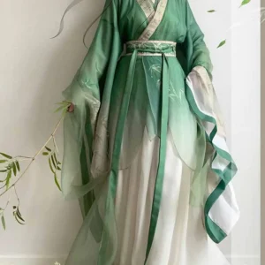 women's green & white hanfu dress ancient chinese traditional cosplay & carnival costume