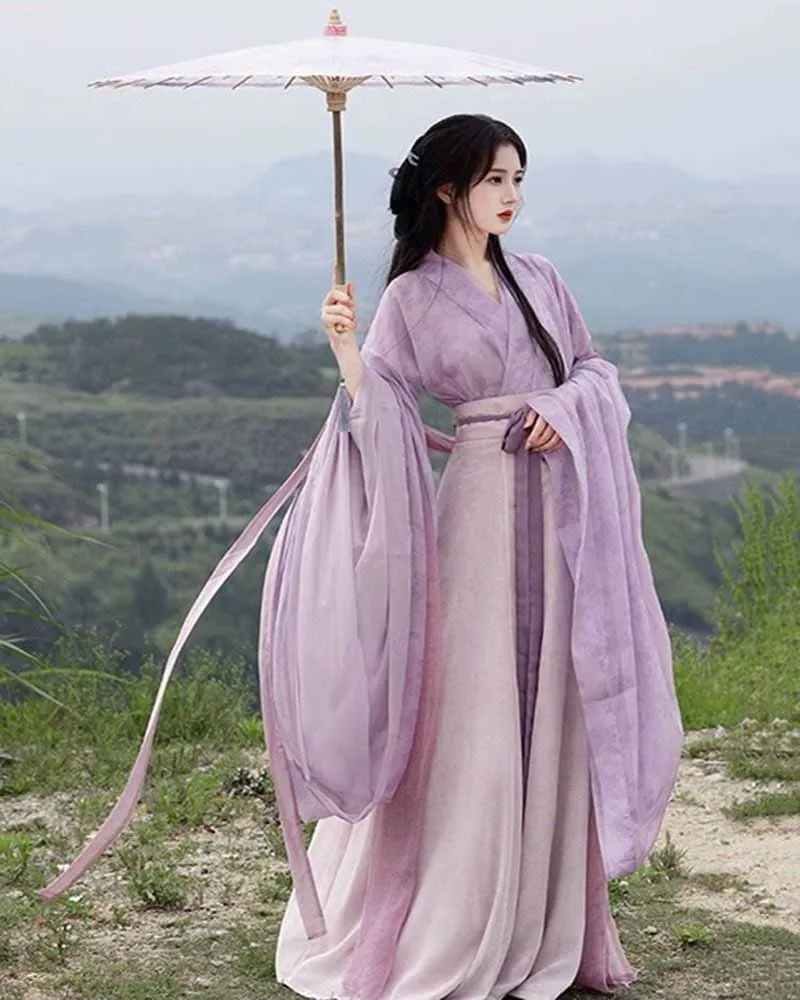 chinese hanfu dress women halloween carnival cosplay costume party outfit ancient chinese hanfu purple 4pcs sets tang suits