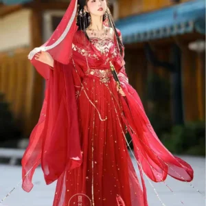 chinese traditional hanfu women stage dance dress female fairy cosplay costume hanfu set red elegant princess outfits