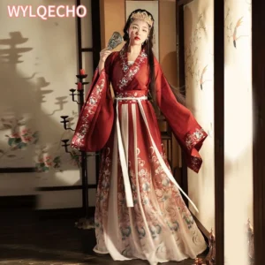 traditional chinese hanfu dress for women blue & red princess dance & cosplay outfit