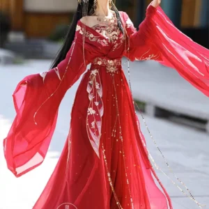 chinese traditional hanfu women stage dance dress female fairy cosplay costume hanfu set red elegant princess outfits