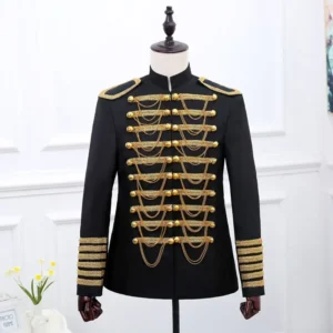 steampunk prince costume military tassle chains halloween jacket coat singer pop stars blazer suits royal outfit