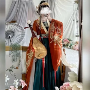 women's black hanfu dress: ancient chinese embroidered costume for carnival, halloween & cosplay