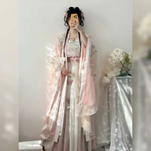 women's pink embroidered chinese ancient hanfu dress traditional cosplay costume dress