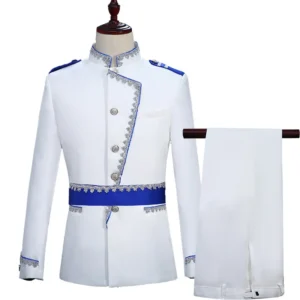 men suit set white prince wedding suit elegant uniform castle men's stage costume jacket pants suits