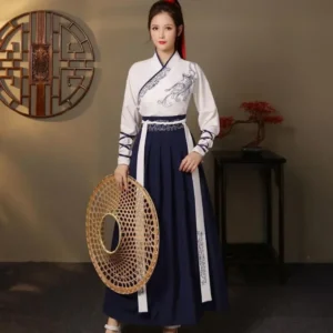 women modern hanfu couple top skirt 2 piece set cosplay dress traditional chinese clothing suit ancient costume mens hanfu